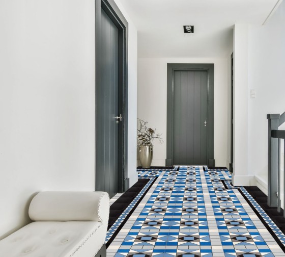 Blenheim Victorian Ocean Blue Porcelain Floor Tile 338x338mm